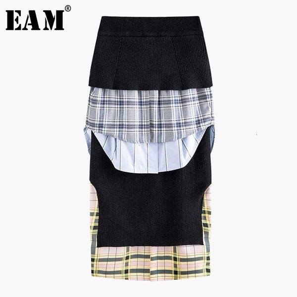 eam high elastic waist ruffles black plaid split temperament halfbody skirt women fashion spring autumn 1n040 y200326
eam high elastic waist ruffles black plaid split temperament halfbody skirt women fashion spring autumn 1n040 y200326