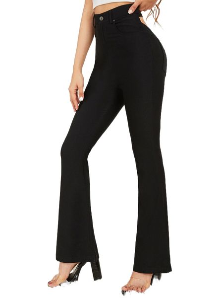 high waist cut out flare leg pants y8l1#, Black;white
high waist cut out flare leg pants y8l1#, Black;white