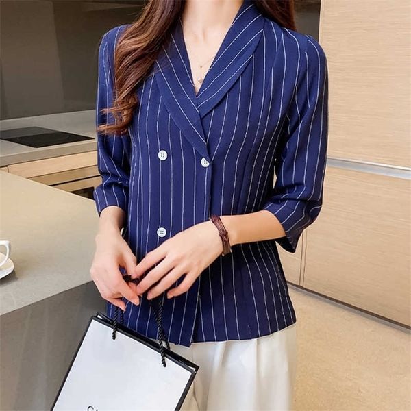fashion striped print office ladies shirts women's chiffon blouses summer casual blusas mujer 210702, White
fashion striped print office ladies shirts women's chiffon blouses summer casual blusas mujer 210702, White