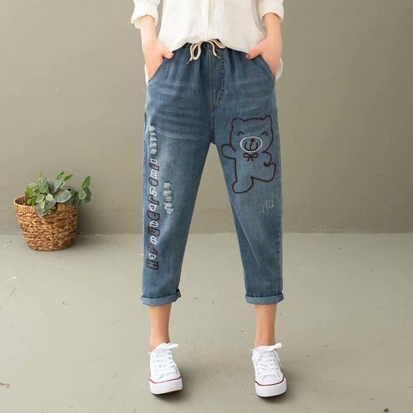 ropa mujer verano womens pants japanese cartoon bear embroidery jeans women cowboy distressed elastic waist hole female u248, Black;white
ropa mujer verano womens pants japanese cartoon bear embroidery jeans women cowboy distressed elastic waist hole female u248, Black;white