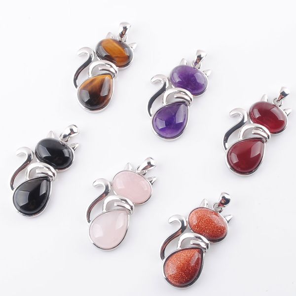 lovely kitty cat shape pendants natural gemstone beads golden sand aventurine tiger's eye agates amethyst rose quartz jewelry wholesale, Silver
lovely kitty cat shape pendants natural gemstone beads golden sand aventurine tiger's eye agates amethyst rose quartz jewelry wholesale, Silver