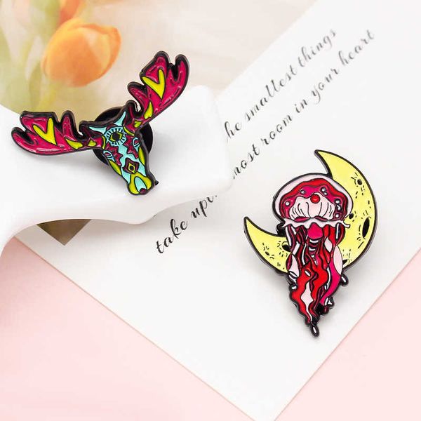 creative animal head badge colorful elegant jelly fish sitting on the moon personalized design cartoon brooch jewelry, Gray
creative animal head badge colorful elegant jelly fish sitting on the moon personalized design cartoon brooch jewelry, Gray