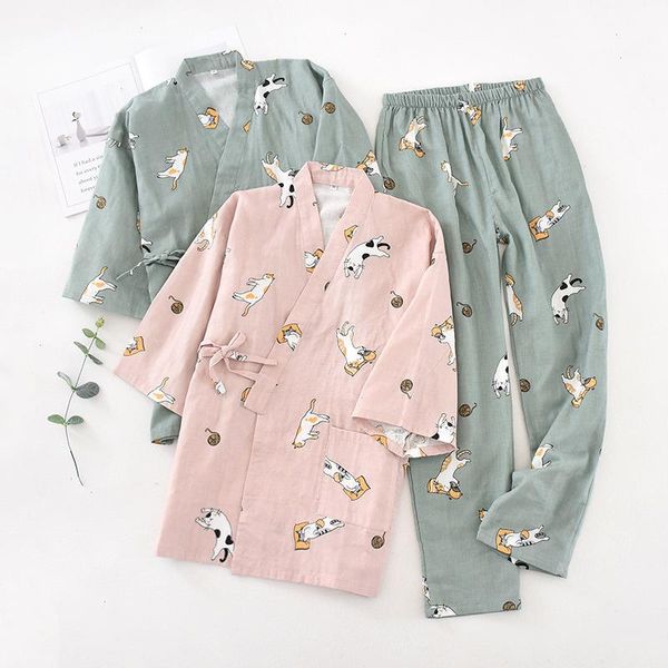 japanese style cat printed pajamas sleepwears men and women spring pure cotton gauze kimono pyjamas, Black;red
japanese style cat printed pajamas sleepwears men and women spring pure cotton gauze kimono pyjamas, Black;red