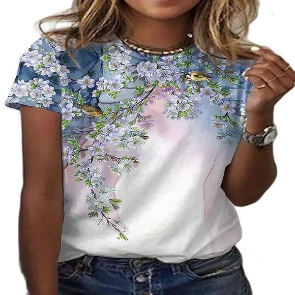 womens summer short sleeve t shirts 3d floral print street crew neck loose casual wear art, White
womens summer short sleeve t shirts 3d floral print street crew neck loose casual wear art, White
