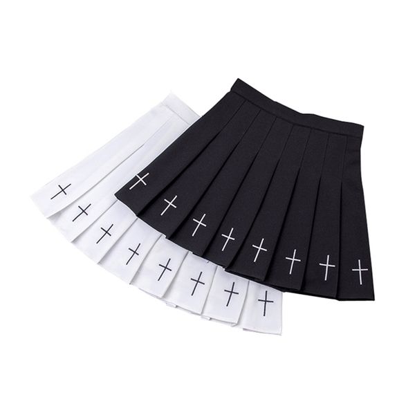 girls punk cross embroidery skirts summer pleated women high waist gothic mini skirts cross female black white skirt 210315
girls punk cross embroidery skirts summer pleated women high waist gothic mini skirts cross female black white skirt 210315