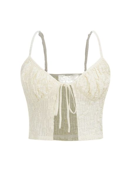 textured tie front cami i3jf#, White