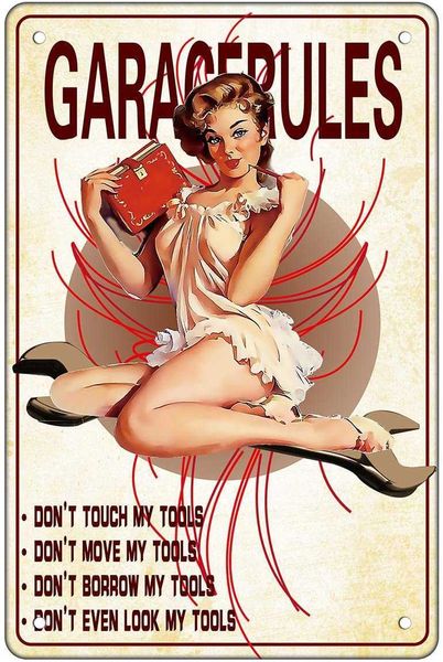 tin sign 8x12 inches garage rules pin up girl great tool for the or shop with just right metal wallyaa8
tin sign 8x12 inches garage rules pin up girl great tool for the or shop with just right metal wallyaa8