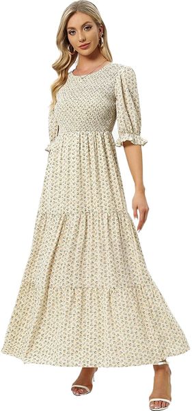summer casual half sleeve bohemian floral tiered maxi dress a6qw#, White;black
summer casual half sleeve bohemian floral tiered maxi dress a6qw#, White;black