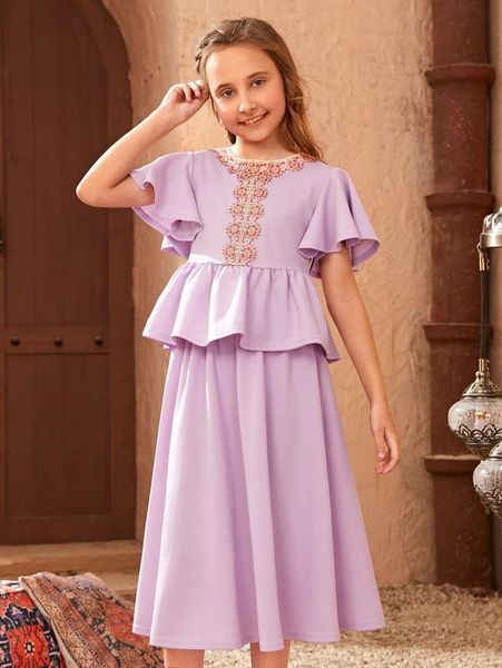 girls embroidery butterfly sleeve peplum & skirt she, White
girls embroidery butterfly sleeve peplum & skirt she, White