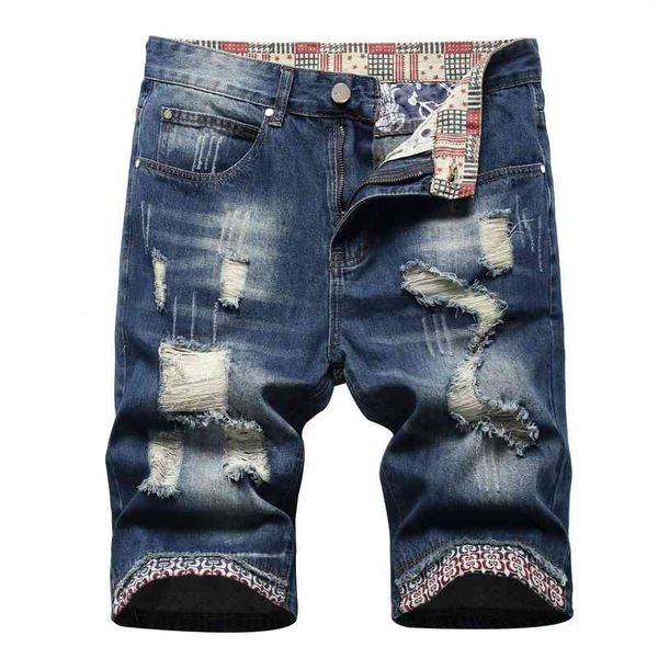 men's jeans trendy summer multi hole beggar three-dimensional cat whisker cloth color matching national flag trouser head straight tube, Blue
men's jeans trendy summer multi hole beggar three-dimensional cat whisker cloth color matching national flag trouser head straight tube, Blue