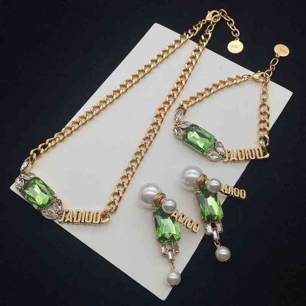 green crystal wheat ear necklace bracelet pearl earrings female jewelry, Black
green crystal wheat ear necklace bracelet pearl earrings female jewelry, Black