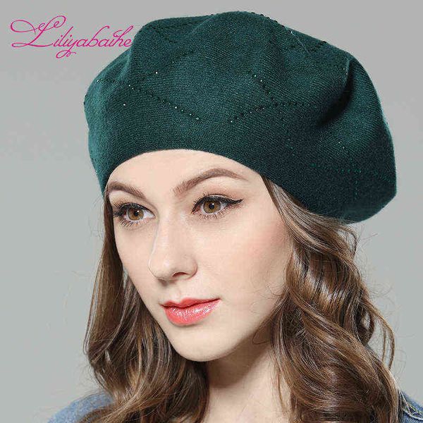 liliyabaihe new women hat wool knitted berets caps with cross diamond decoration solid colors fashion lady hat j220722, Blue;gray
liliyabaihe new women hat wool knitted berets caps with cross diamond decoration solid colors fashion lady hat j220722, Blue;gray