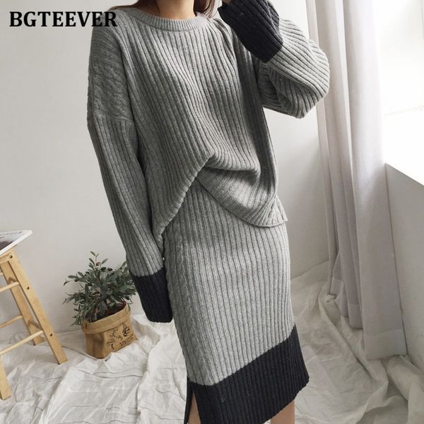 elegant thick knitted 2 pieces set women o-neck patchwork pullovers & side split skirts 2022 autumn sweater set female, White;black
elegant thick knitted 2 pieces set women o-neck patchwork pullovers & side split skirts 2022 autumn sweater set female, White;black