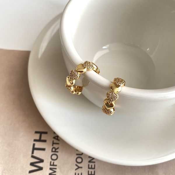 real gold electroplated silver needle heart-shaped zircon c- shaped earrings korean high-grade light luxury ear ring design fashion earrings, Golden
real gold electroplated silver needle heart-shaped zircon c- shaped earrings korean high-grade light luxury ear ring design fashion earrings, Golden