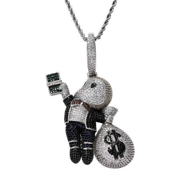 necklaces necklace hip hop hand grab dollar bill bald boy dollar purse colored zircon pendant twist chain, Silver
necklaces necklace hip hop hand grab dollar bill bald boy dollar purse colored zircon pendant twist chain, Silver