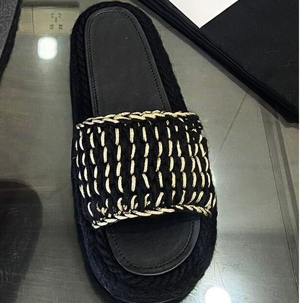 women thick sole slippers soft casual fashion brand summer new classic luxurious design beach slippers knitted straw non-slip increase with, Black
women thick sole slippers soft casual fashion brand summer new classic luxurious design beach slippers knitted straw non-slip increase with, Black