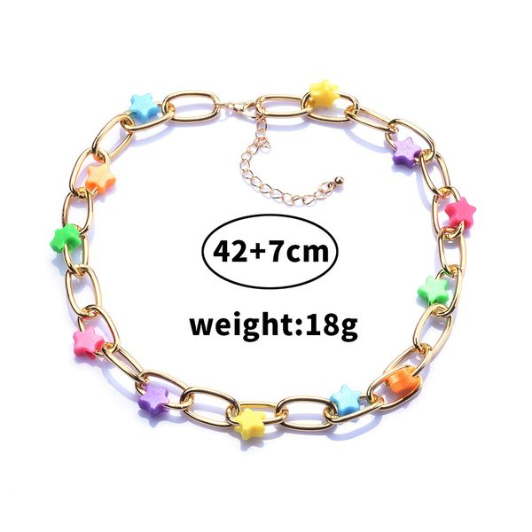 new personality jewelry color star pendant necklace choker alloy chain clavicle factory wholesale, Golden;silver
new personality jewelry color star pendant necklace choker alloy chain clavicle factory wholesale, Golden;silver