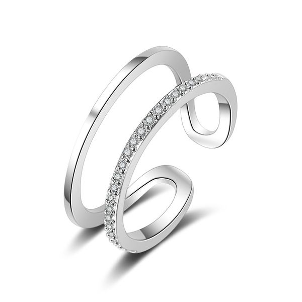 luxury double row crystal open band rings for women wedding jewelry 18k rose gold korean designer love ring birthday gift, Silver
luxury double row crystal open band rings for women wedding jewelry 18k rose gold korean designer love ring birthday gift, Silver