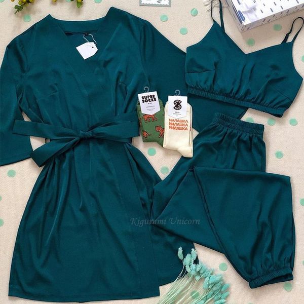 pajama set women bra satin sleepwear pyjamas pour femme nightwear with long pants casual home wear kimono robe gown, Black;red
pajama set women bra satin sleepwear pyjamas pour femme nightwear with long pants casual home wear kimono robe gown, Black;red