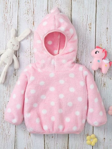baby polka dot flannel hoodie she, Black 
baby polka dot flannel hoodie she, Black
