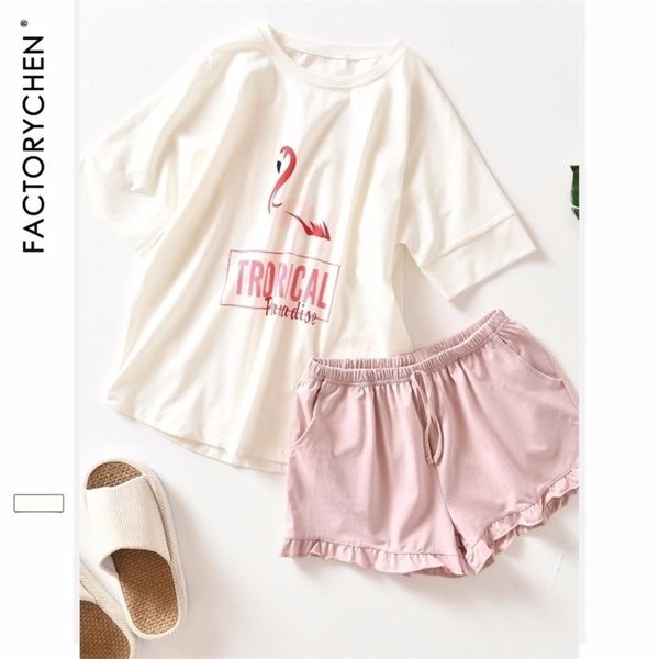 flamingos short sleeved shorts suit spot 100% cotton pajama sets summer nightly recommended womens pijama home clothing y200425, Black;red
flamingos short sleeved shorts suit spot 100% cotton pajama sets summer nightly recommended womens pijama home clothing y200425, Black;red