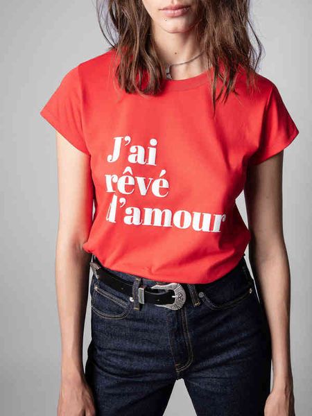 women's t-shirt zadig spring/summer arrival woman curved hem slogan-print crew neck short sleeve v02j, White
women's t-shirt zadig spring/summer arrival woman curved hem slogan-print crew neck short sleeve v02j, White