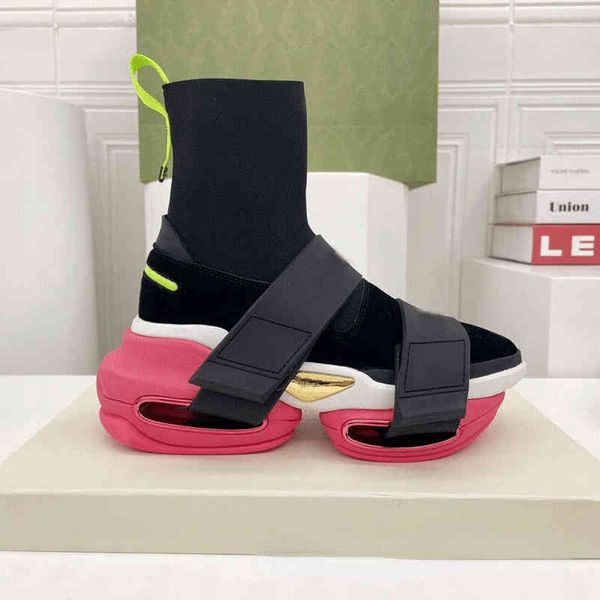 2022 spring and summer new high double buckle belt cowhide leather flying woven couple socks thick soled sports dad shoes, Black
2022 spring and summer new high double buckle belt cowhide leather flying woven couple socks thick soled sports dad shoes, Black