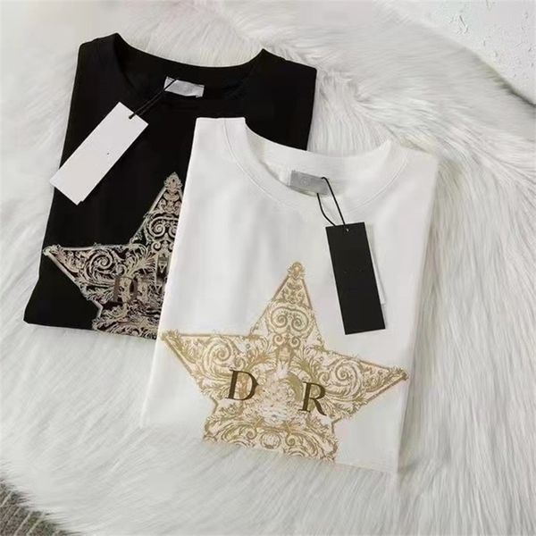 2022 summer new trendy men's and women's clothing 2022 new gilded lettering printing fashion round neck loose short sleeve t-shirt, White
2022 summer new trendy men's and women's clothing 2022 new gilded lettering printing fashion round neck loose short sleeve t-shirt, White