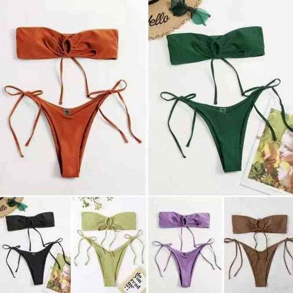 designer beach thong fashion swimsuit bikini set european and american womens split swimsuit low waist strapls solid color bra bikini, White;black
designer beach thong fashion swimsuit bikini set european and american womens split swimsuit low waist strapls solid color bra bikini, White;black