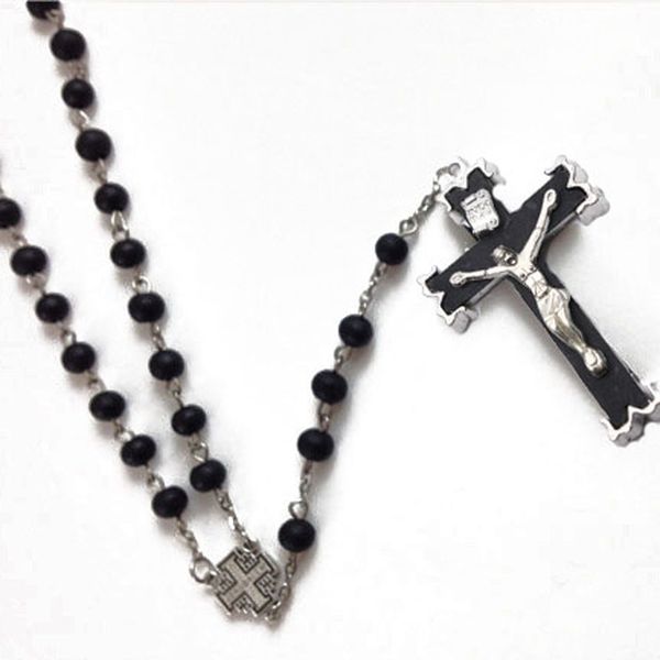 catholic rosary black wooden beads holy father and holy mother of god cross religious jewelry necklace, Silver
catholic rosary black wooden beads holy father and holy mother of god cross religious jewelry necklace, Silver