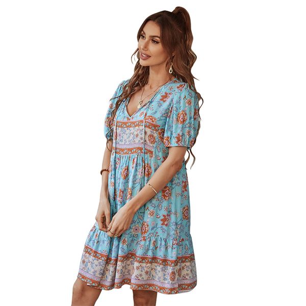casual dresses ladies boho short floral print summer dress women loose high waist ruffles sleeve mini female robe vestidos, Black;gray
casual dresses ladies boho short floral print summer dress women loose high waist ruffles sleeve mini female robe vestidos, Black;gray