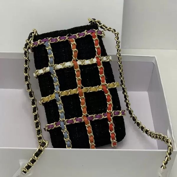 2022 colorful leather chain mini phone purse designer bag tweed classic woven check metal sheet chains luxury ladies french street trend cro
2022 colorful leather chain mini phone purse designer bag tweed classic woven check metal sheet chains luxury ladies french street trend cro