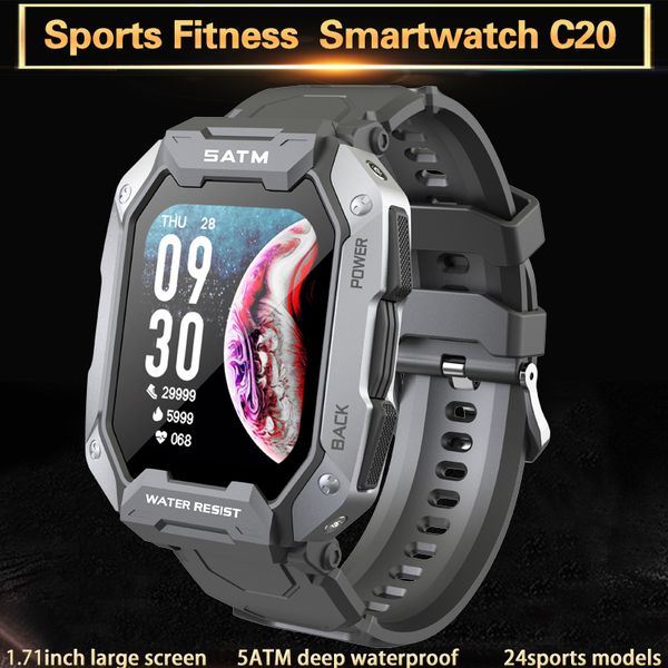 smart watch c20 smartwatch android men women sports fitness tracker 1.71inch 280*320pixel ram512 rom512 380mah ip68 custom dial 28sports mod
