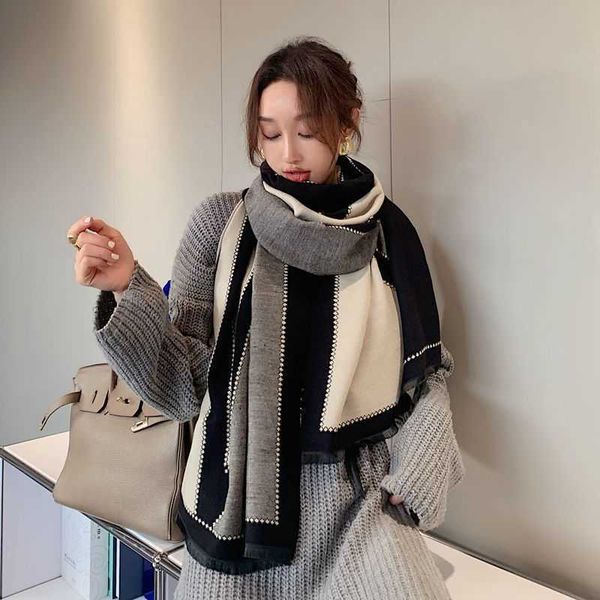 shawl s geometric letter scarf 2022 imitation cashmere womens winter double-sided warm thickened, Blue;gray
shawl s geometric letter scarf 2022 imitation cashmere womens winter double-sided warm thickened, Blue;gray