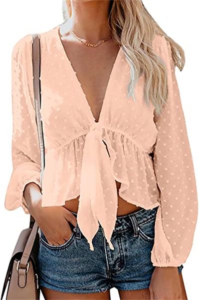 women's & tees plain front bow tie crop long sleeves deep v neck pleated chiffon short sleeve shirt white
women's & tees plain front bow tie crop long sleeves deep v neck pleated chiffon short sleeve shirt white