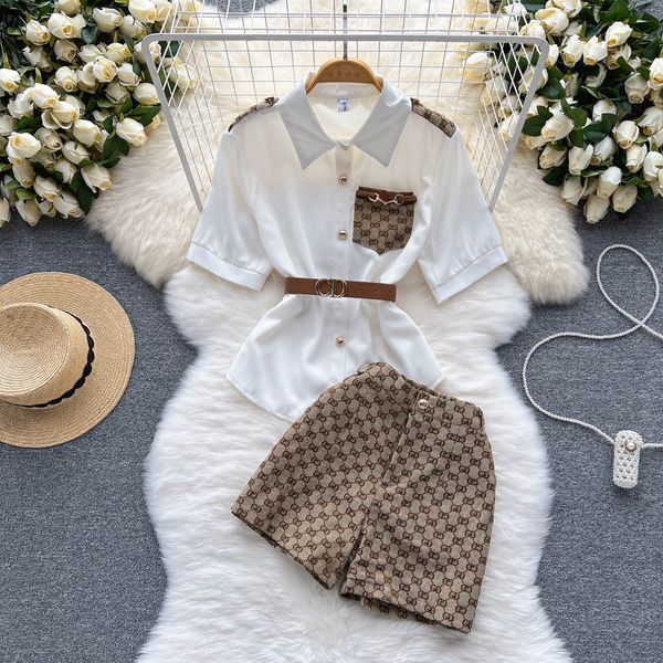 2023 summer girls tracksuits two piece pants suit womens sweet lapel short sleeved shirt wide legs shorts, Gray
2023 summer girls tracksuits two piece pants suit womens sweet lapel short sleeved shirt wide legs shorts, Gray