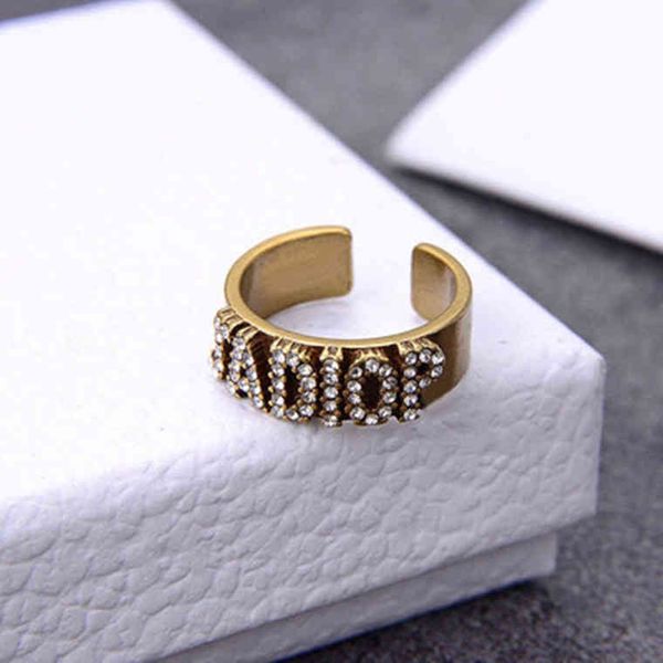 new ring old brass letter inlaid diamond hollow opening net red ring of the same type, Silver
new ring old brass letter inlaid diamond hollow opening net red ring of the same type, Silver