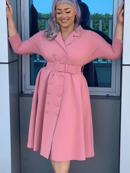 women blazer dress turn down collar double button up with waist belt pleated pink office ladies classy female modest, Black;gray
women blazer dress turn down collar double button up with waist belt pleated pink office ladies classy female modest, Black;gray