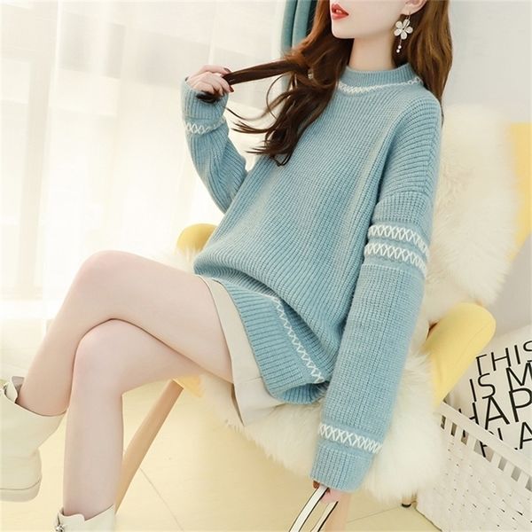 autumn korean autumn winter pullover clothes girl loose sweet knitted sweater women long sleeve round collar 201225, White;black
autumn korean autumn winter pullover clothes girl loose sweet knitted sweater women long sleeve round collar 201225, White;black