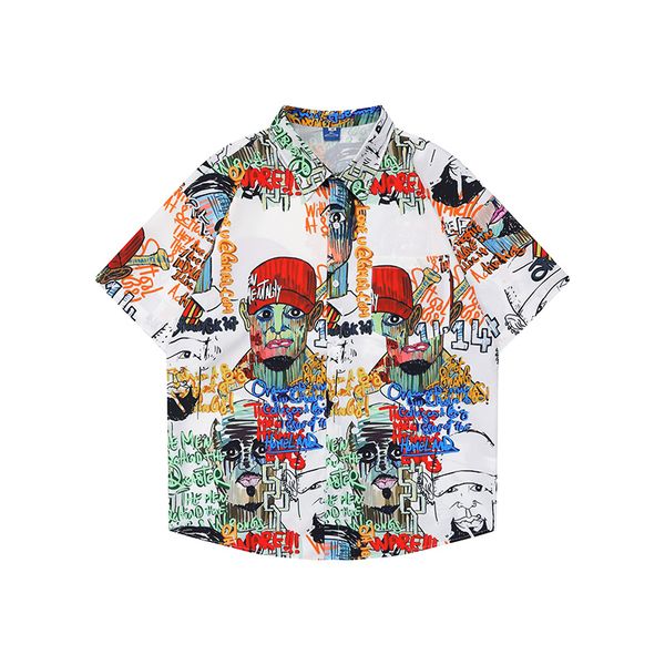 full men character print patchwork graffiti summer shirts mens and womens short sleeve oversize loose, White;black
full men character print patchwork graffiti summer shirts mens and womens short sleeve oversize loose, White;black