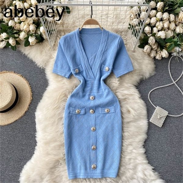 women knitted pencil dress v neck short sleeve elastic slim sheath dresses summer korean chic streetwear short dress 220331, White;black
women knitted pencil dress v neck short sleeve elastic slim sheath dresses summer korean chic streetwear short dress 220331, White;black
