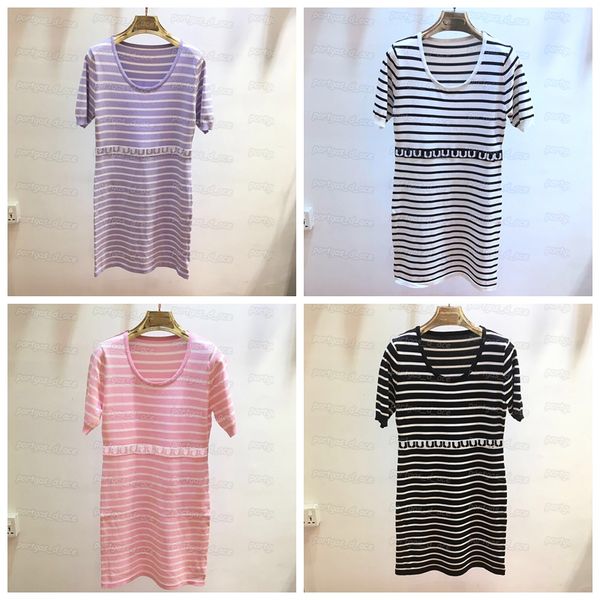 womens slim knit dress luxury striped casual dresses short sleeve round neck dress, Black
womens slim knit dress luxury striped casual dresses short sleeve round neck dress, Black