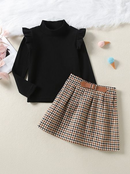 toddler girls ruffle trim mock neck tee & houndstooth buckled fold pleated skirt she, White
toddler girls ruffle trim mock neck tee & houndstooth buckled fold pleated skirt she, White
