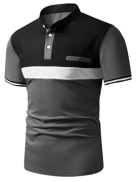 men color block contrast trim polo shirt y8xz#, White;black