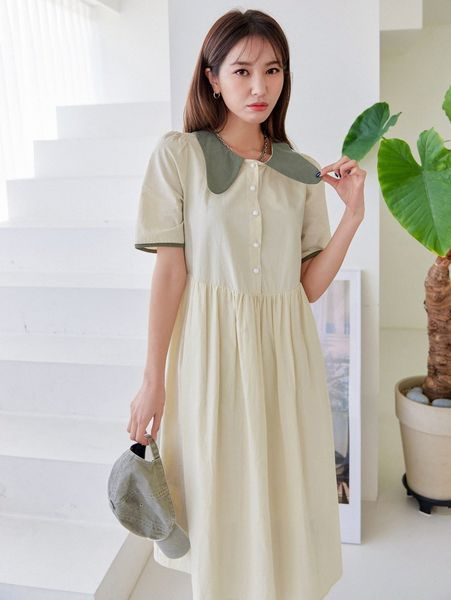 dazy contrast collar half button smock dress 00yw#, Black;gray
dazy contrast collar half button smock dress 00yw#, Black;gray