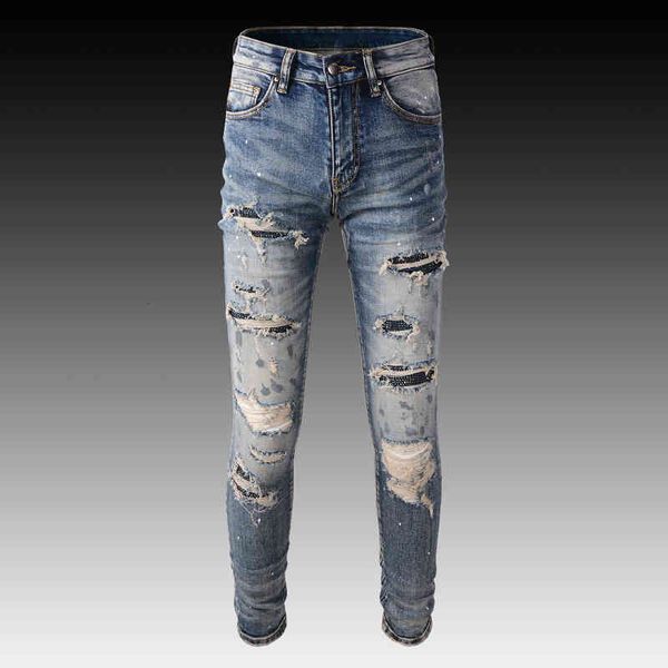 men's jeans fashionable high street distressed jeans hole patch fashion men's slim fit youth leggings rs1k, Blue
men's jeans fashionable high street distressed jeans hole patch fashion men's slim fit youth leggings rs1k, Blue