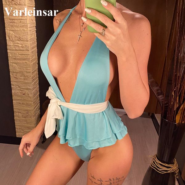 ruffled deep v monokini one piece swimsuit women swimwear female bather with bandage halter padded bathing suit swim v3169g, White;black
ruffled deep v monokini one piece swimsuit women swimwear female bather with bandage halter padded bathing suit swim v3169g, White;black