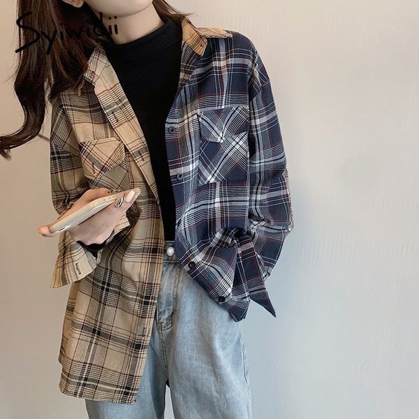plaid patchwork oversized long sleeve button up shirt women vintage streetwear fashion clothes woman spring 210415, White
plaid patchwork oversized long sleeve button up shirt women vintage streetwear fashion clothes woman spring 210415, White