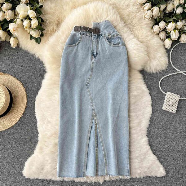 two piece dress ins high waist denim skirt women's spring and summer design sense medium long irregular split a-shaped hip wrap skirt t, White
two piece dress ins high waist denim skirt women's spring and summer design sense medium long irregular split a-shaped hip wrap skirt t, White