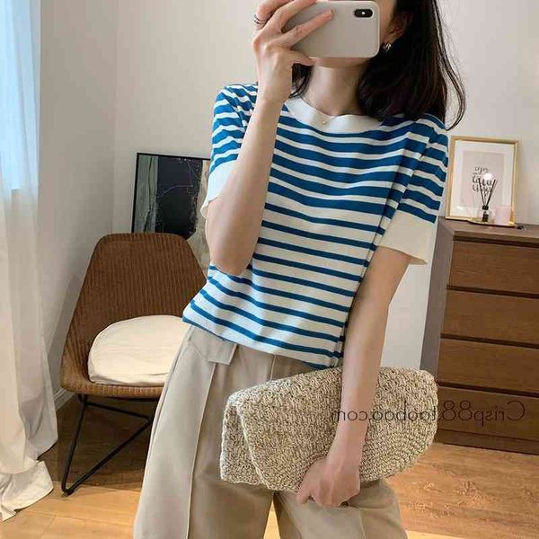 2022c factory direct sale trendy brand men's t-shirts women's spring summer stripe short sleeve top, White
2022c factory direct sale trendy brand men's t-shirts women's spring summer stripe short sleeve top, White